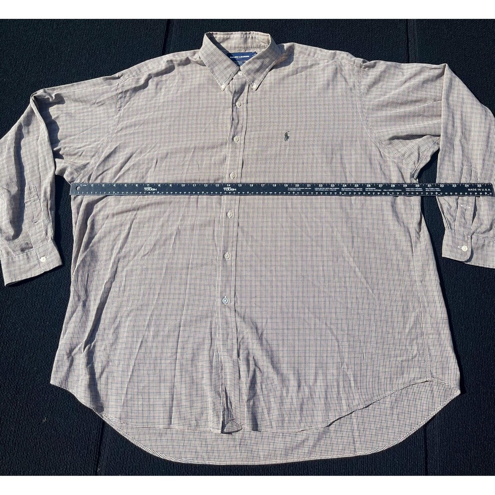 Ralph Lauren Golf Shirt Mens 2XL Plaid Tilden Button Down Long Sleeve - Picture 10 of 11